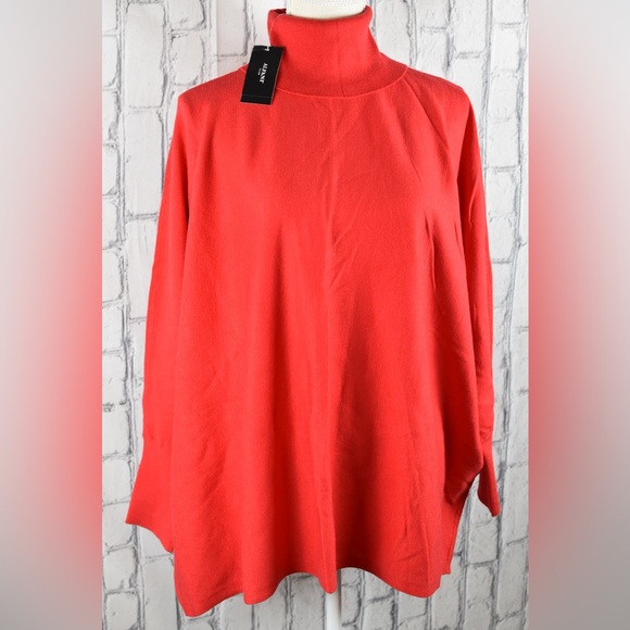 WOMENS PLUS size 2X SOLID RED KNIT SWEATER TOP runs OVERSIZED TURTLENECK ALFANI - Picture 2 of 5